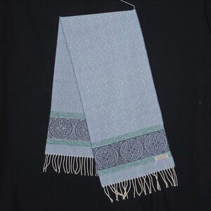 Aran Sweater Market Aran Islands, Ireland Fringed Wool Blend Scarf - Blue Green